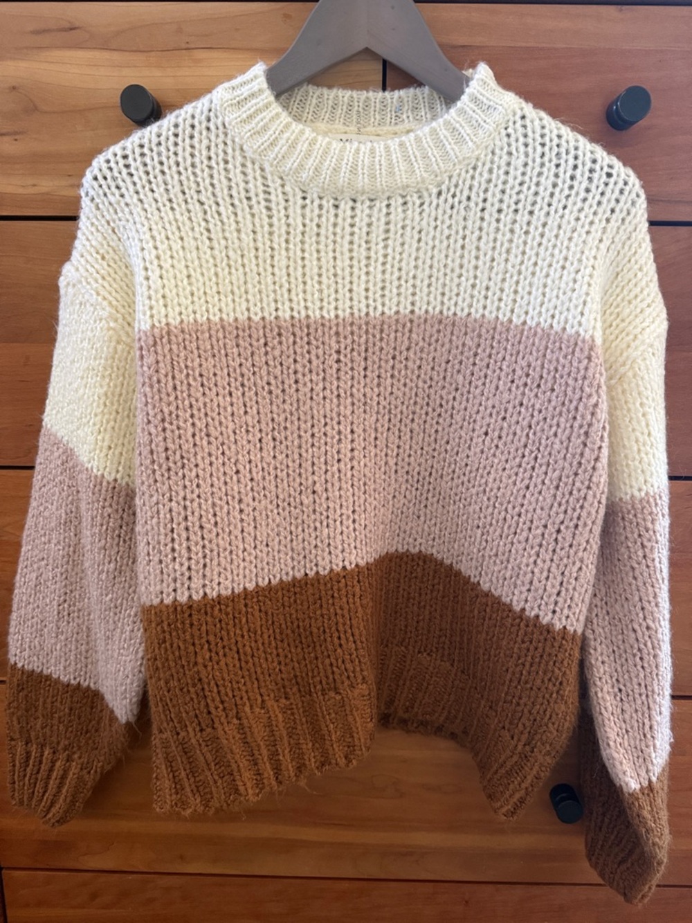 Miracle Sweater Cozy Colorblock Knit Sweater - Cream, Blush & Brown